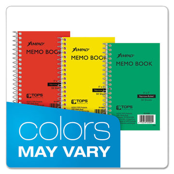 Ampad® Memo Books, Narrow Rule, Randomly Assorted Covers, 5 X 3, 50 Sheets freeshipping - TVN Wholesale